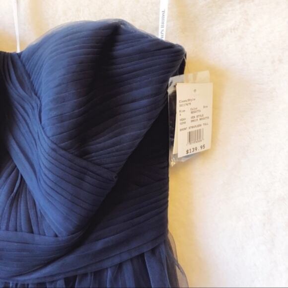 David’s Bridal Blue Strapless Tulle Short Dress - Picture 6 of 16